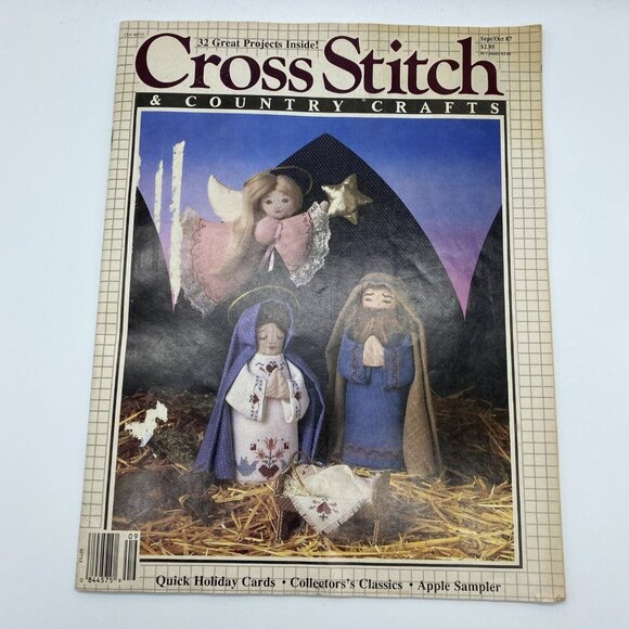 Cross Stitch & Country Crafts Sept/Oct 87 Christmas Holiday Cards Apple Sampler - Picture 2 of 6